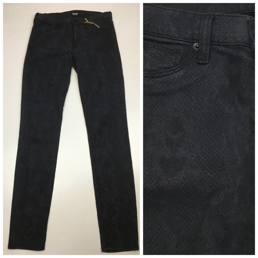 NWOT HUDSON Black Subtle Snake Print NICO Mid-rise Super Skinny Jeans